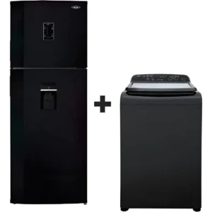 haceb familia xl nevera 448lts inverte + lavadora 18kg color negro